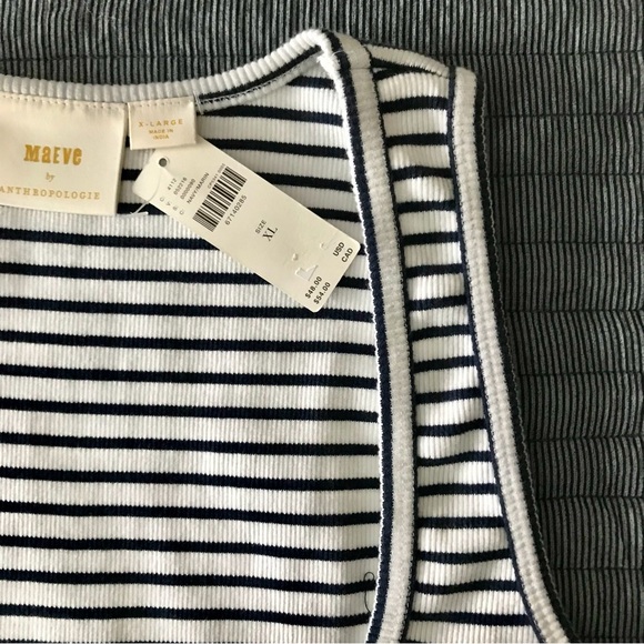 Anthropologie Maeve Blue Stripe Racerback Scoop Neck Tank Top Size XL NWT - Picture 15 of 16